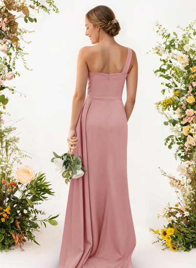 One-Shoulder Trumpet/Mermaid Elastic Satin Bridesmaid Dresses