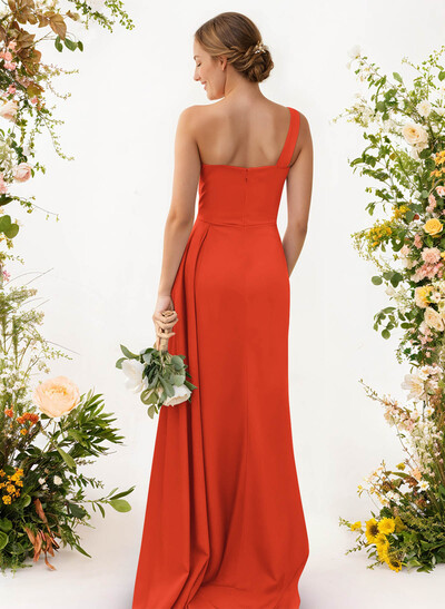 One-Shoulder Trumpet/Mermaid Elastic Satin Bridesmaid Dresses