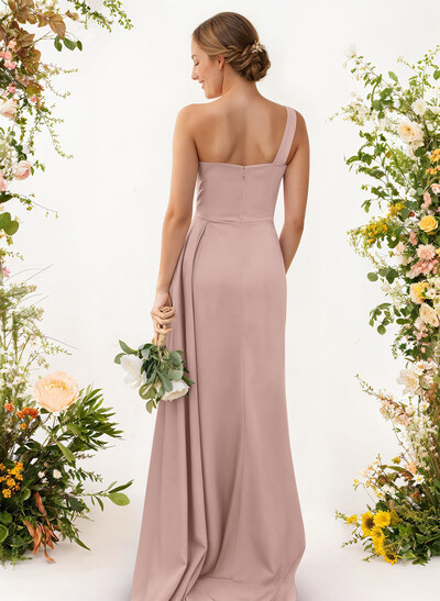 One-Shoulder Trumpet/Mermaid Elastic Satin Bridesmaid Dresses