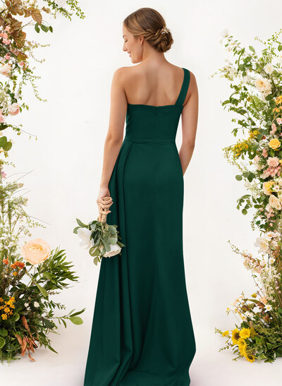 One-Shoulder Trumpet/Mermaid Elastic Satin Bridesmaid Dresses