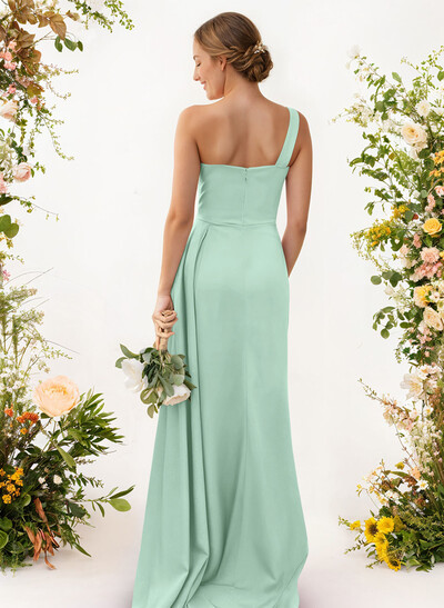 One-Shoulder Trumpet/Mermaid Elastic Satin Bridesmaid Dresses