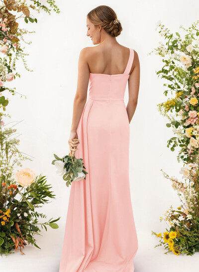 One-Shoulder Trumpet/Mermaid Elastic Satin Bridesmaid Dresses