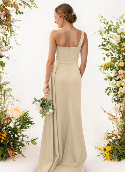One-Shoulder Trumpet/Mermaid Elastic Satin Bridesmaid Dresses