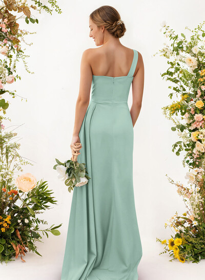 One-Shoulder Trumpet/Mermaid Elastic Satin Bridesmaid Dresses