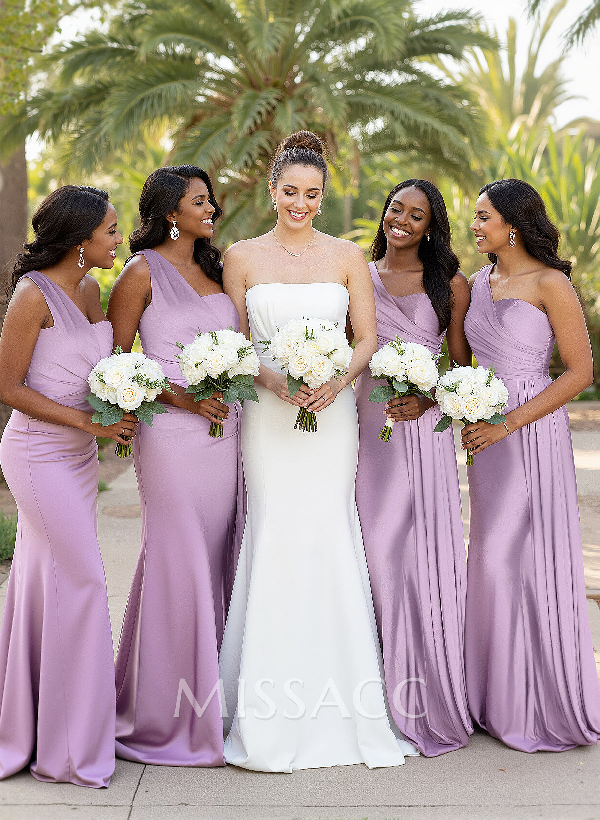 One-Shoulder Trumpet/Mermaid Elastic Satin Bridesmaid Dresses One-Shoulder Trumpet/Mermaid Elastic Satin Bridesmaid Dresses