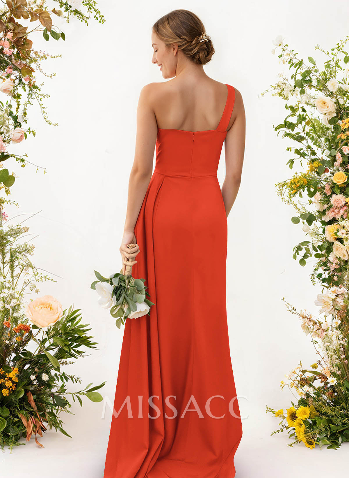One-Shoulder Trumpet/Mermaid Elastic Satin Bridesmaid Dresses One-Shoulder Trumpet/Mermaid Elastic Satin Bridesmaid Dresses
