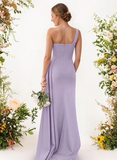 One-Shoulder Trumpet/Mermaid Elastic Satin Bridesmaid Dresses