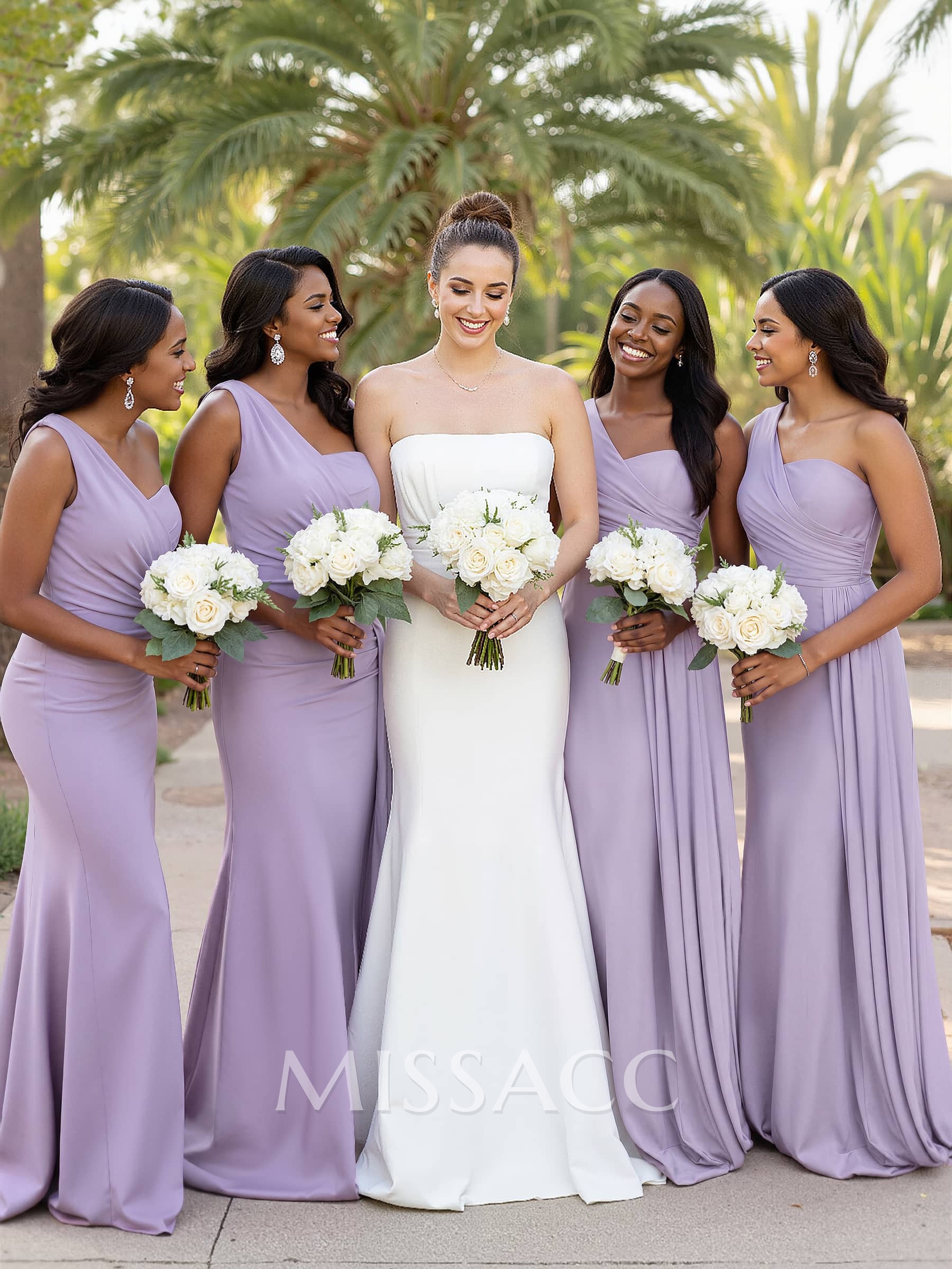 One-Shoulder Trumpet/Mermaid Elastic Satin Bridesmaid Dresses One-Shoulder Trumpet/Mermaid Elastic Satin Bridesmaid Dresses