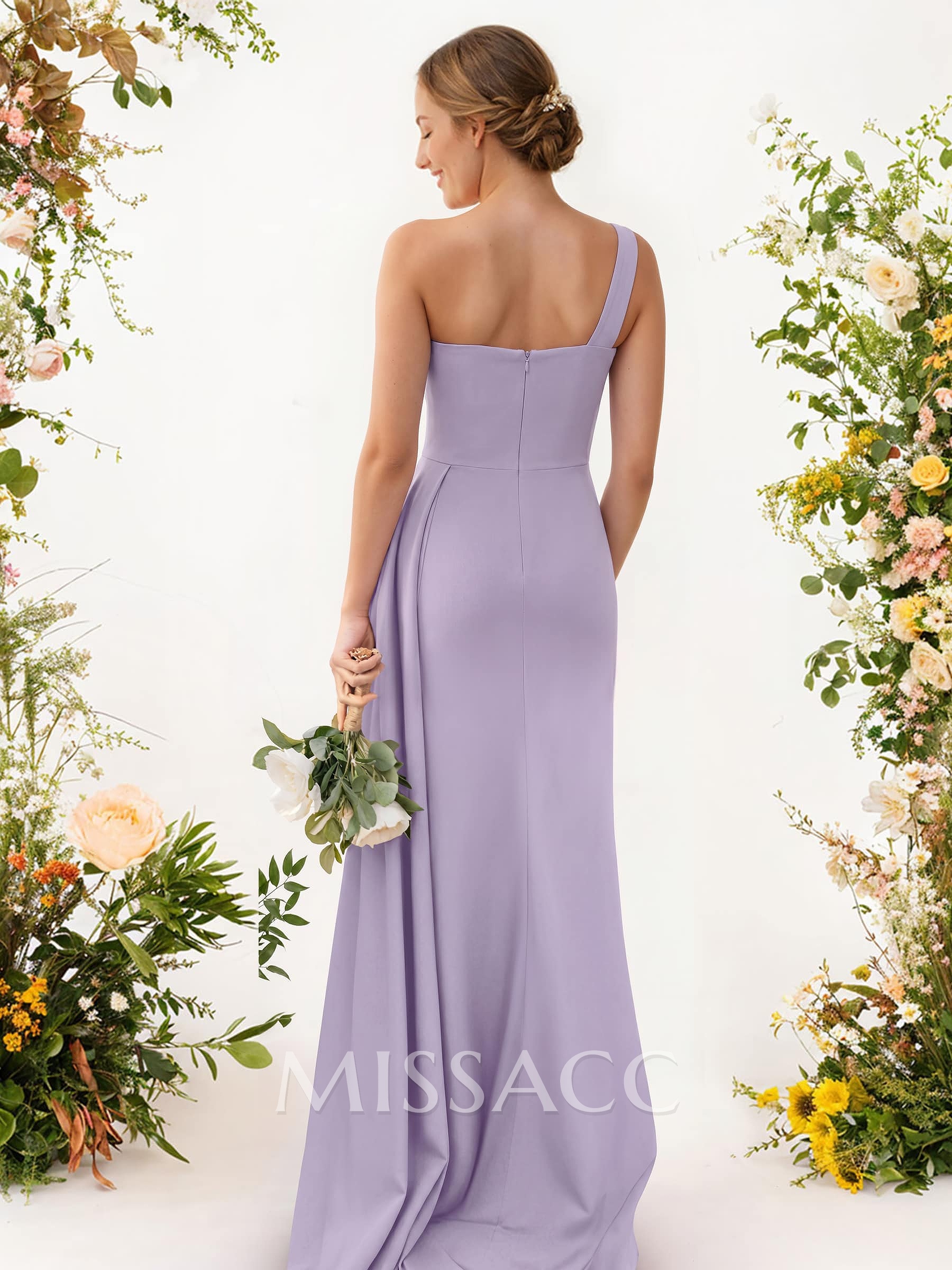 One-Shoulder Trumpet/Mermaid Elastic Satin Bridesmaid Dresses One-Shoulder Trumpet/Mermaid Elastic Satin Bridesmaid Dresses