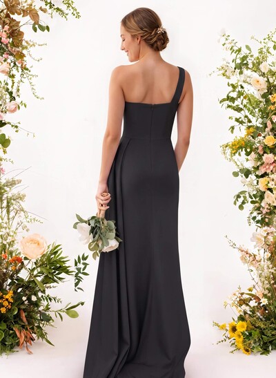 One-Shoulder Trumpet/Mermaid Elastic Satin Bridesmaid Dresses