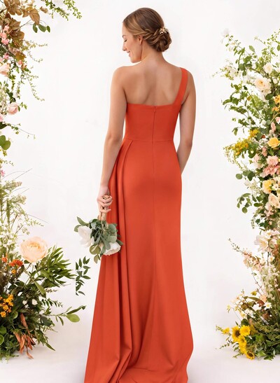 One-Shoulder Trumpet/Mermaid Elastic Satin Bridesmaid Dresses