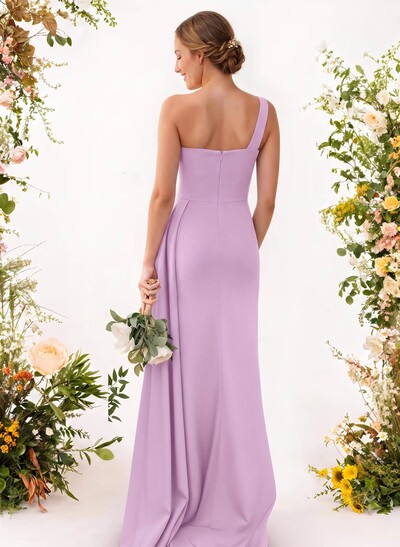 One-Shoulder Trumpet/Mermaid Elastic Satin Bridesmaid Dresses