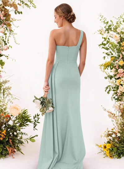 One-Shoulder Trumpet/Mermaid Elastic Satin Bridesmaid Dresses
