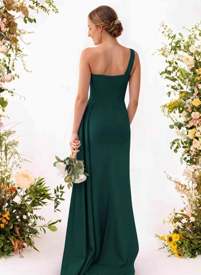 One-Shoulder Trumpet/Mermaid Elastic Satin Bridesmaid Dresses