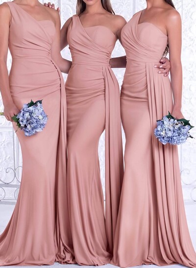 One-Shoulder Mermaid Stretch Satin Bridesmaid Dresses