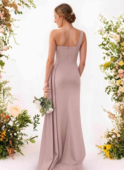 One-Shoulder Trumpet/Mermaid Elastic Satin Bridesmaid Dresses