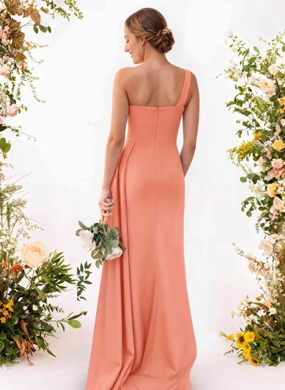 One-Shoulder Trumpet/Mermaid Elastic Satin Bridesmaid Dresses