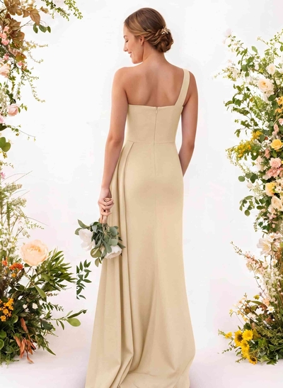 One-Shoulder Trumpet/Mermaid Elastic Satin Bridesmaid Dresses