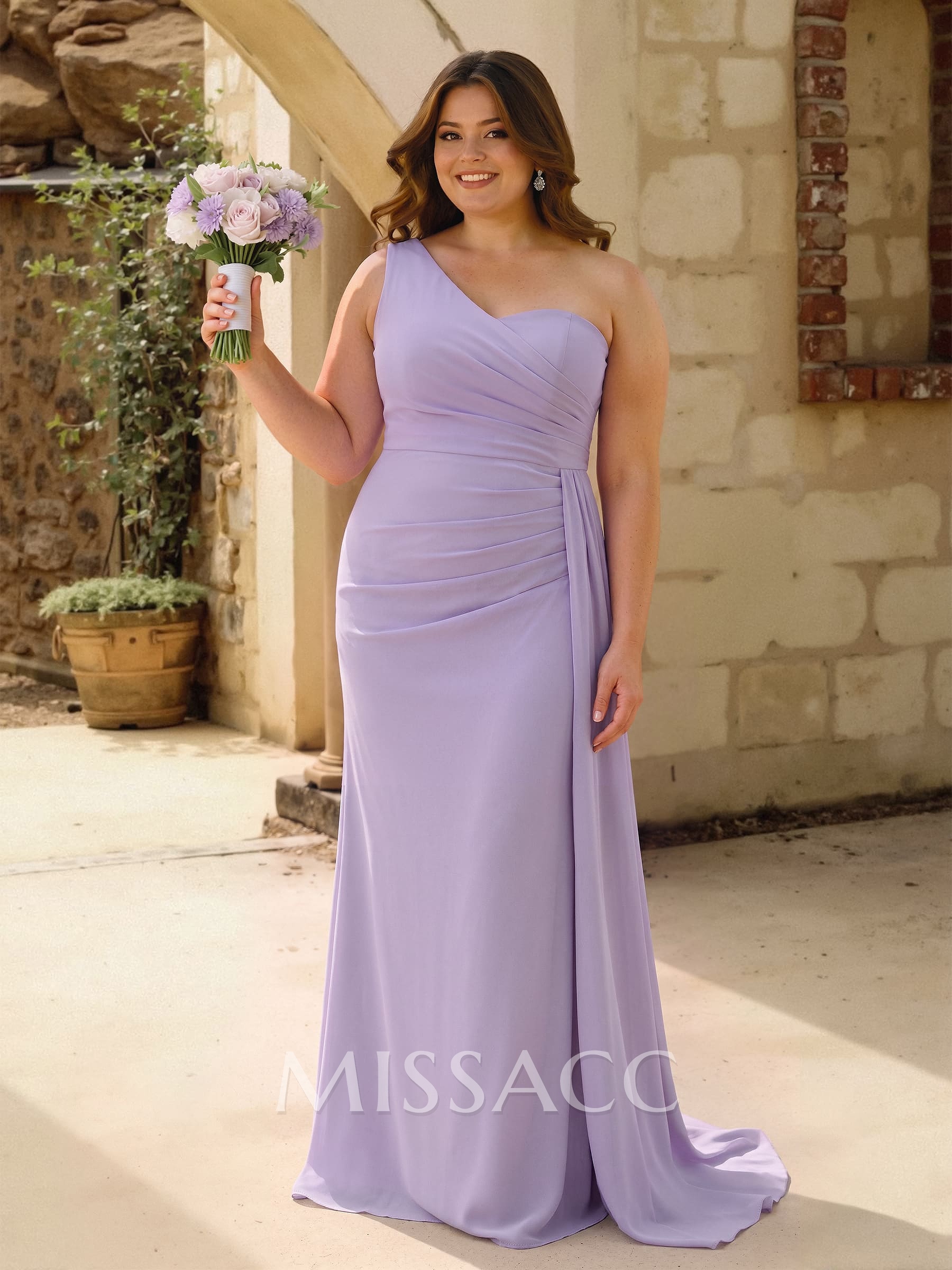 One-Shoulder Trumpet/Mermaid Elastic Satin Bridesmaid Dresses