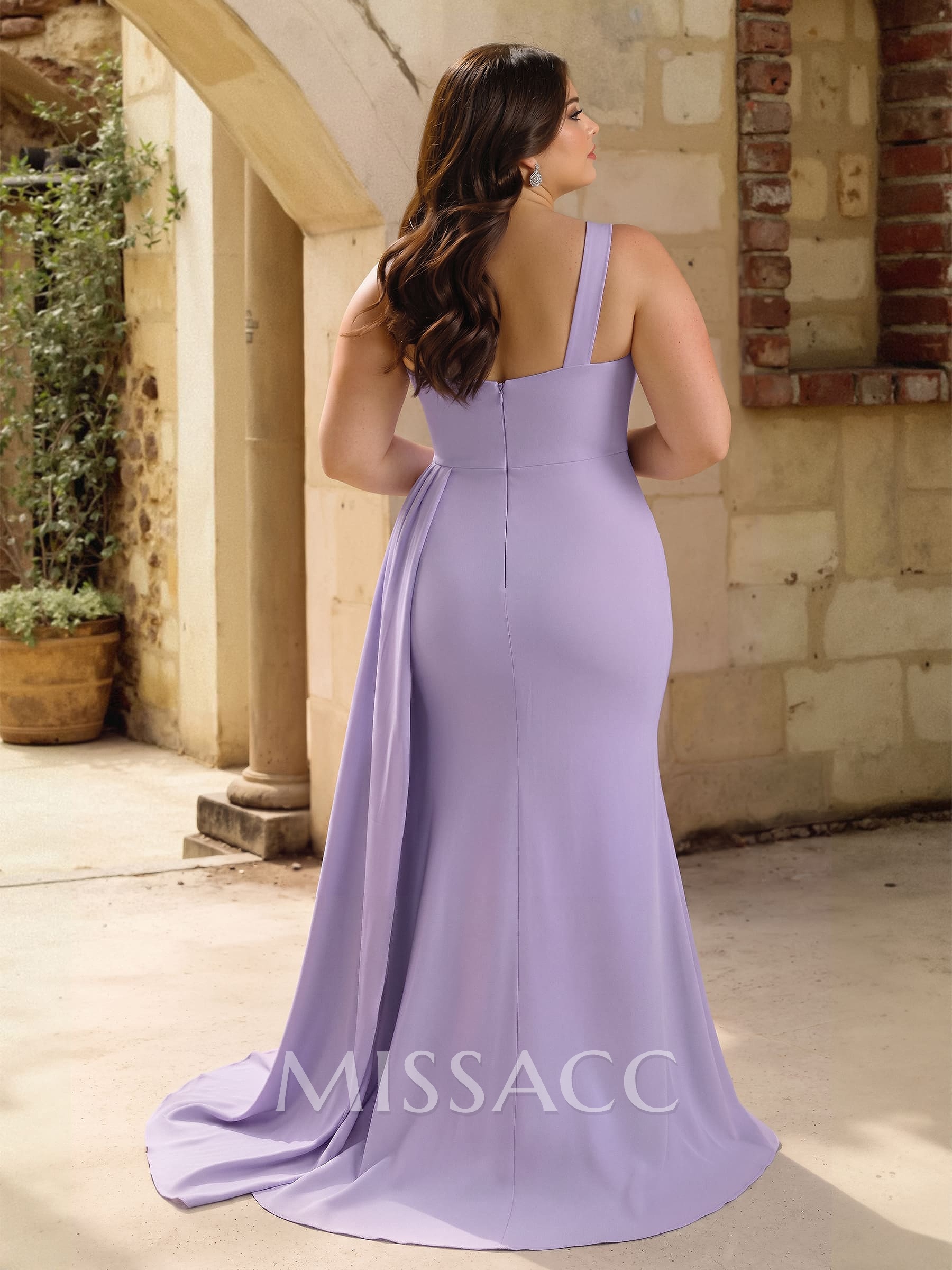 One-Shoulder Trumpet/Mermaid Elastic Satin Bridesmaid Dresses