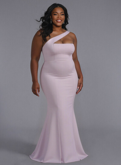 One-Shoulder Trumpet/Mermaid Pink Elastic Satin Bridesmaid Dresses