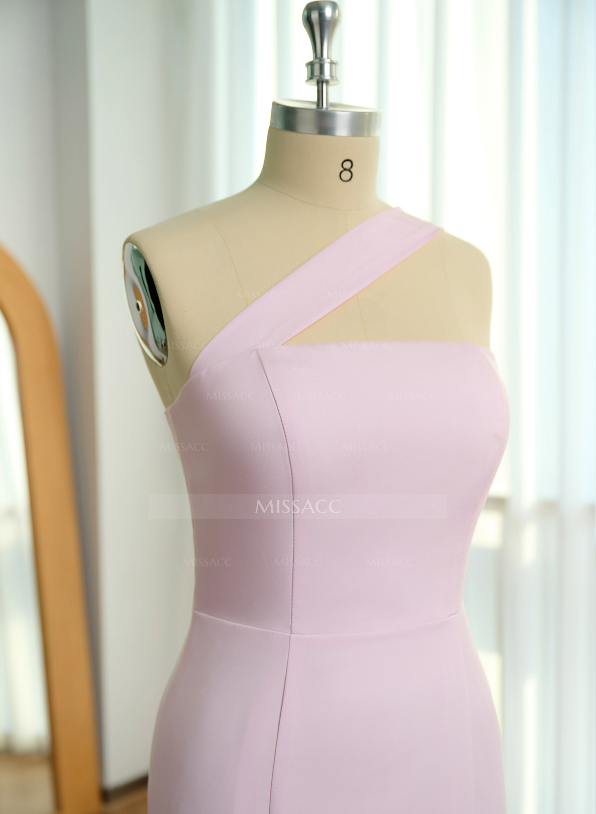 One-Shoulder Trumpet/Mermaid Pink Elastic Satin Bridesmaid Dresses