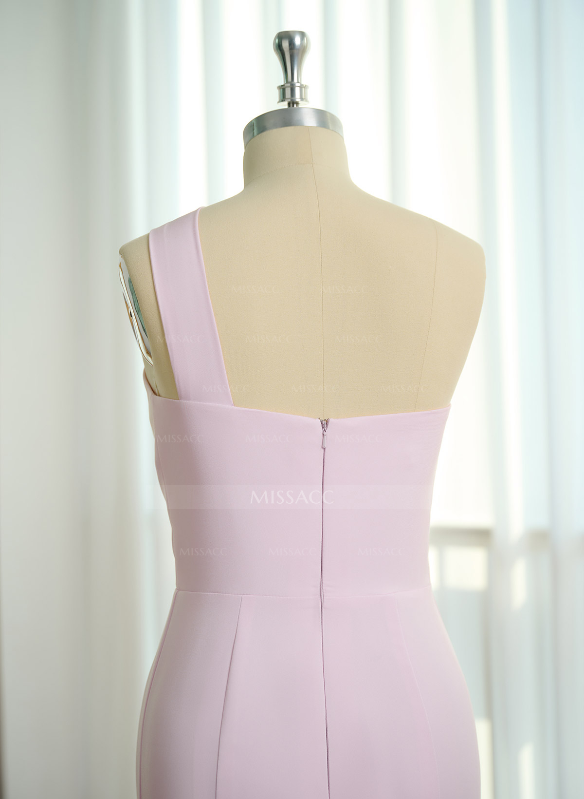 One-Shoulder Trumpet/Mermaid Pink Elastic Satin Bridesmaid Dresses