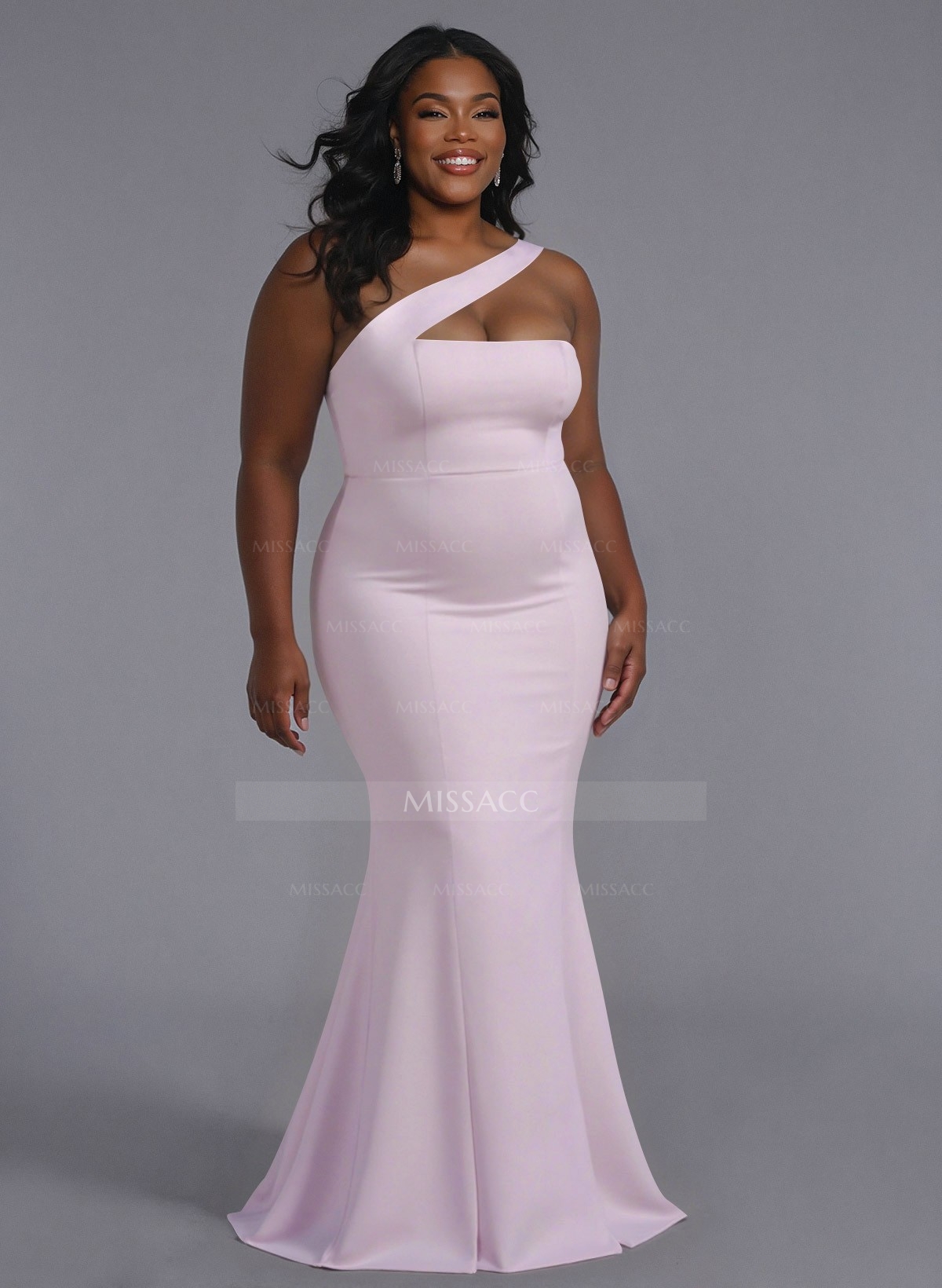 One-Shoulder Trumpet/Mermaid Pink Elastic Satin Bridesmaid Dresses