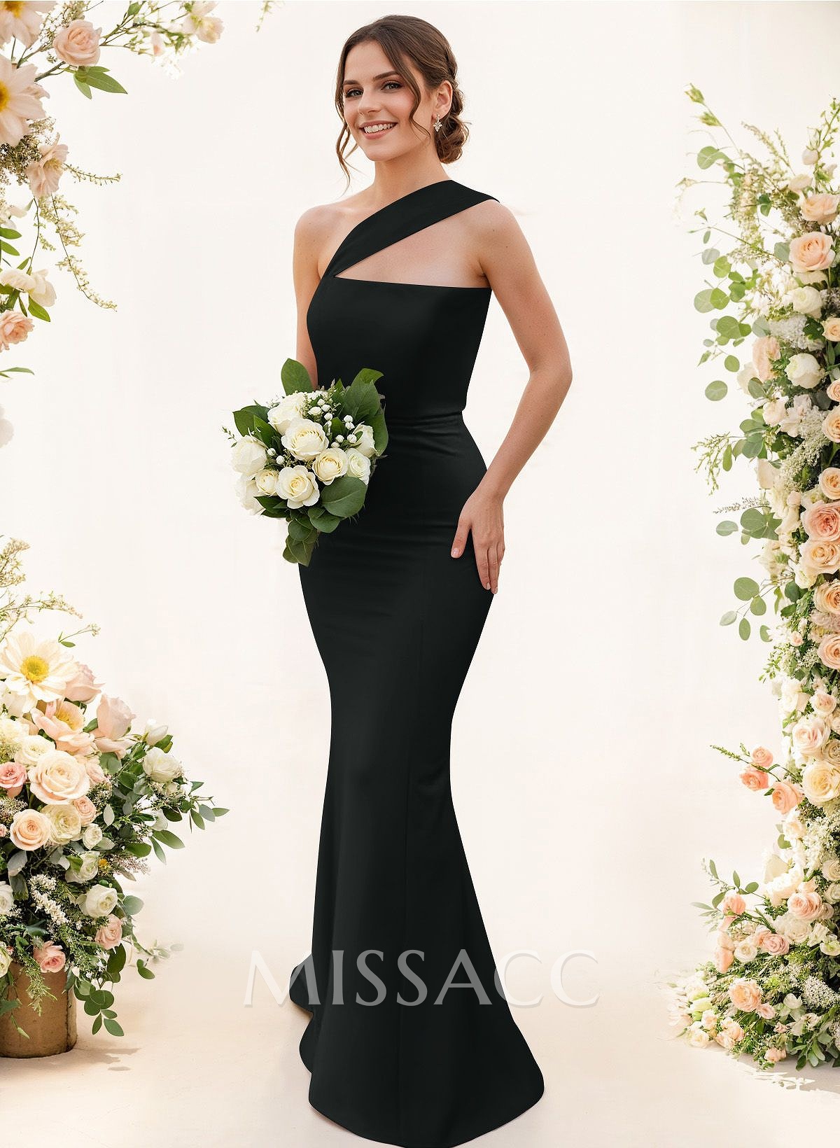 One-Shoulder Trumpet/Mermaid Pink Elastic Satin Bridesmaid Dresses