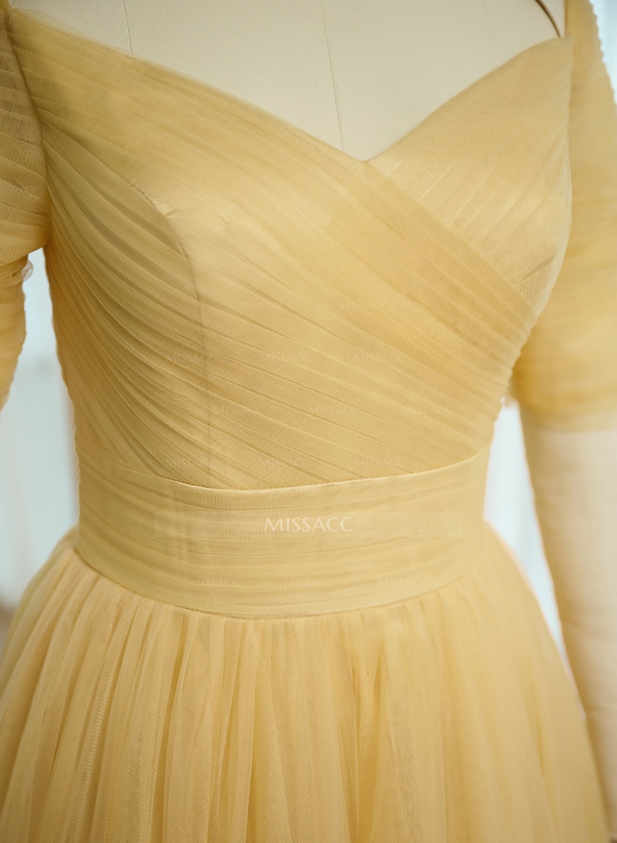 Purple A-Line V-Neck Tulle Bridesmaid Dresses With Ruffles