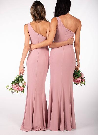 Trumpet/Mermaid One-Shoulder Jersey Bridesmaid Dresses With Split Front