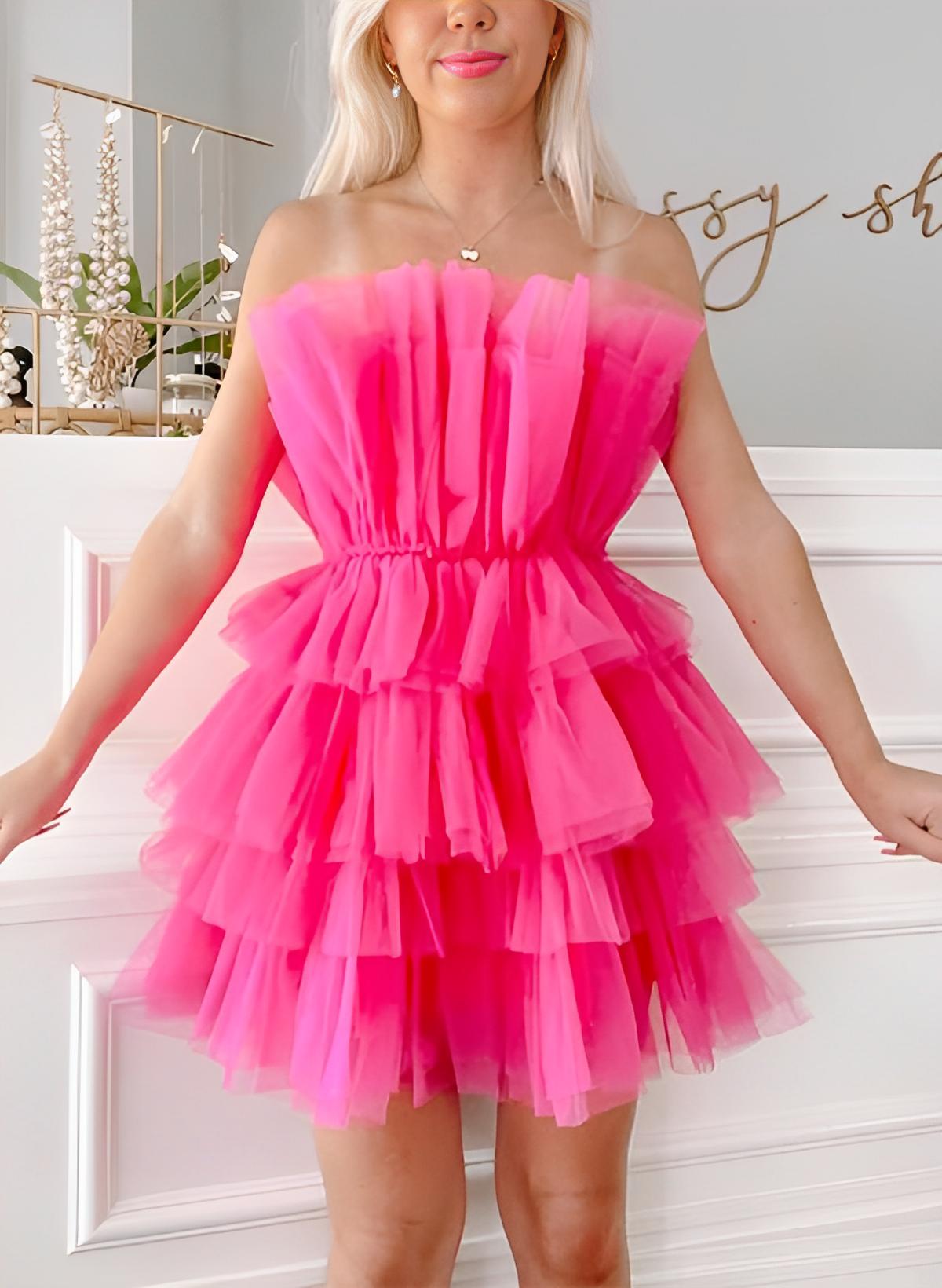 A-Line Square Neckline Sleeveless Short/Mini Tulle Homecoming Dresses