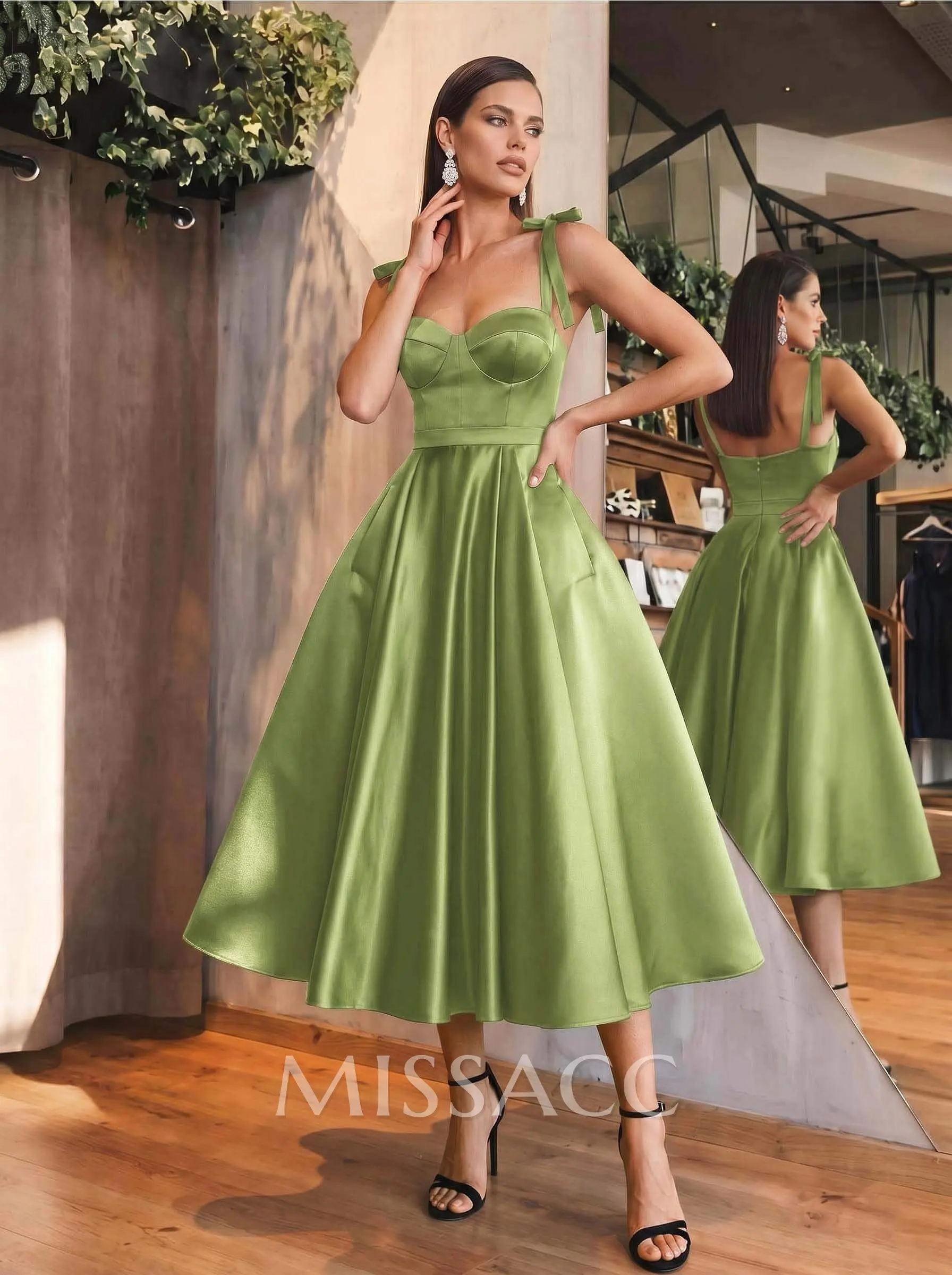 homecoming dresses macomb mi Missacc Celadon A-Line Satin Sweetheart Homecoming Dresses With Pockets Weill Paris iconic women’s dresses