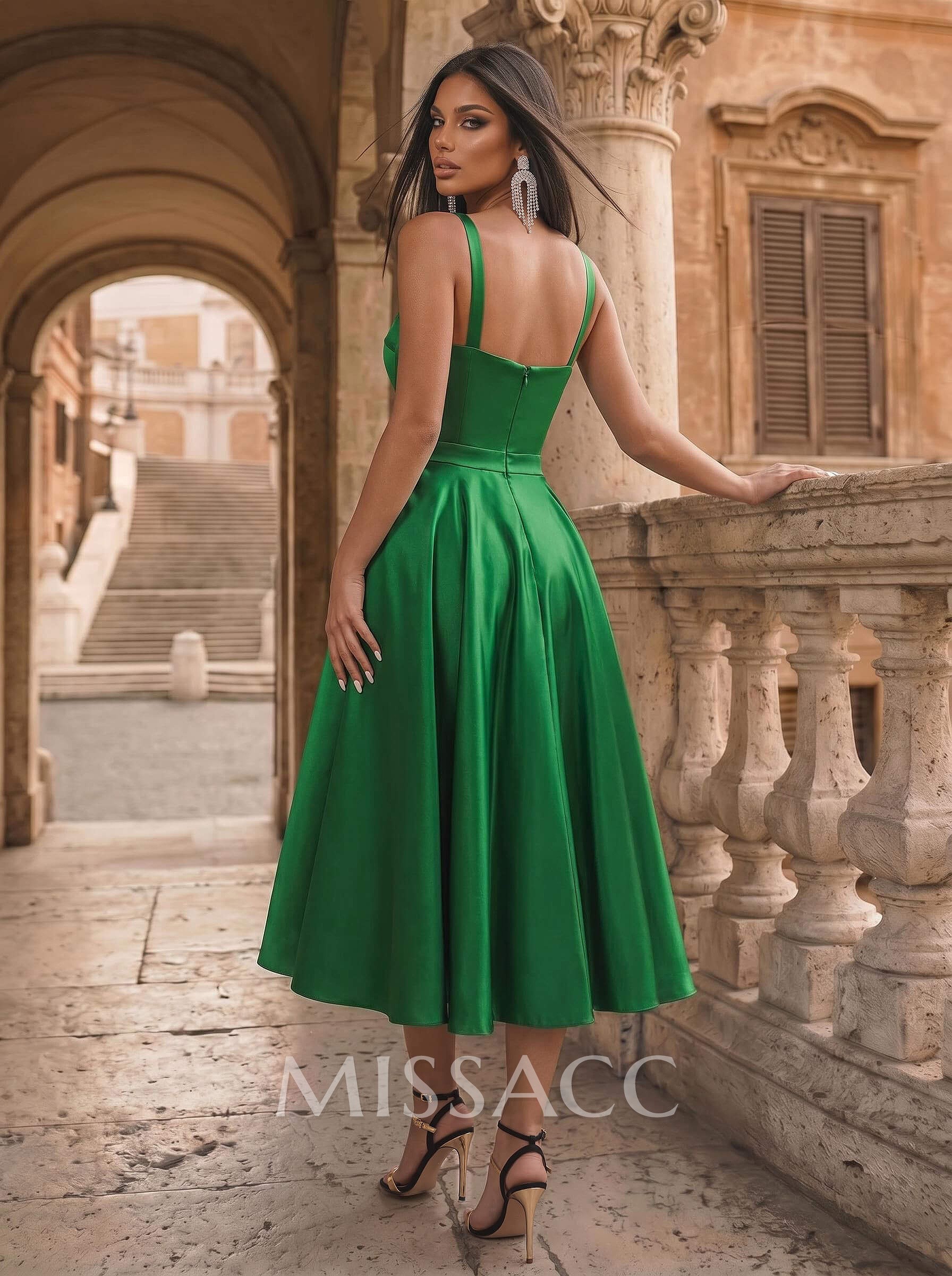 A-Line Sweetheart Sleeveless Tea-Length Satin Homecoming Dresses