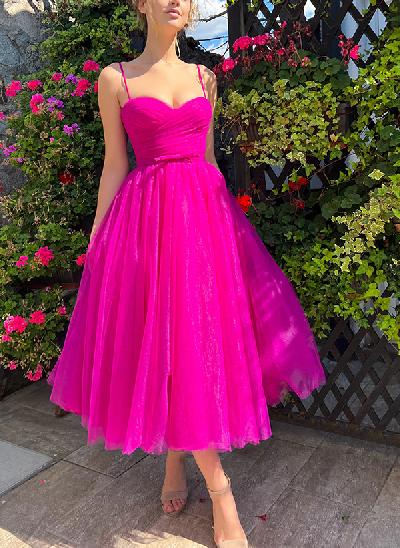 A-Line Sweetheart Sleeveless Tulle Cocktail Dresses With Sash