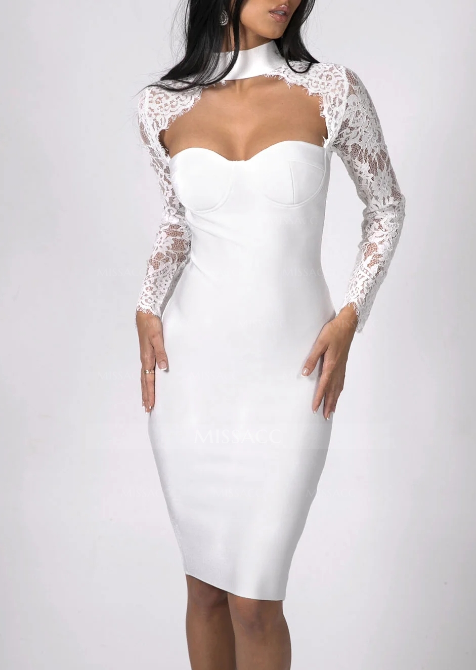 Sex Long Sleeves High Neck Sheath/Column Homecoming Dresses