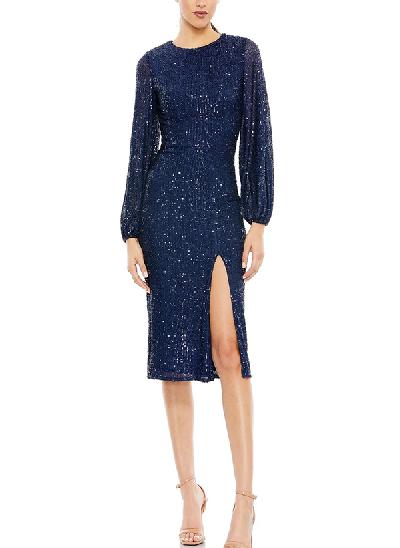 Sheath/Column Scoop Neck Long Sleeves Sequined Mother Of The Bride Dresses