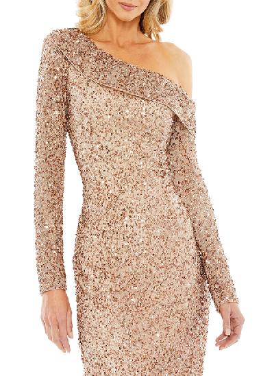Sheath/Column Asymmetrical Neck Long Sleeves Sequined Mother Of The Bride Dresses