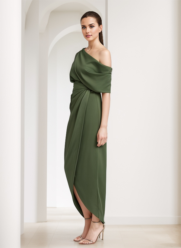 Sheath/Column One-Shoulder Satin Mother Of The Bride Dresses With Ruffle