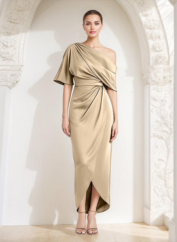 Sheath/Column One-Shoulder Satin Mother Of The Bride Dresses With Ruffle