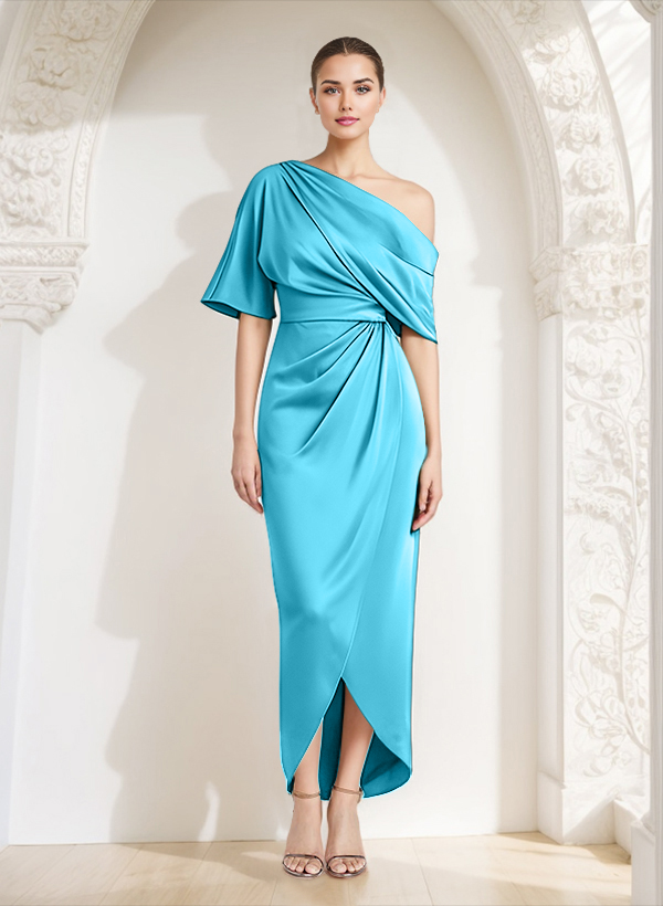 Sheath/Column One-Shoulder Satin Mother Of The Bride Dresses With Ruffle