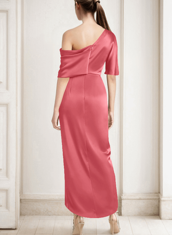 Fourreau/Colonne Col Asymétrique Satiné Robes Mère De La Mariée Avec Plissé