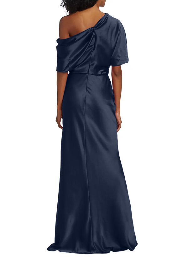 Sheath/Column Asymmetrical Neck Short Sleeves Bridesmaid Dresses