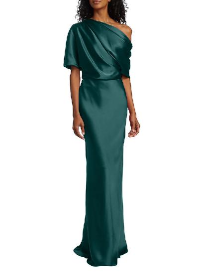 Sheath/Column Asymmetrical Neck Short Sleeves Bridesmaid Dresses