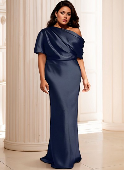 Sheath/Column Asymmetrical Neck Short Sleeves Mother Of The Bride Dresses