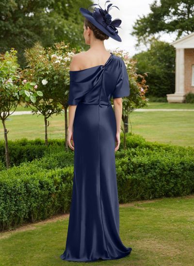 Sheath/Column Asymmetrical Neck Short Sleeves Mother Of The Bride Dresses