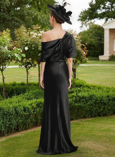 Sheath/Column Asymmetrical Neck Short Sleeves Mother Of The Bride Dresses