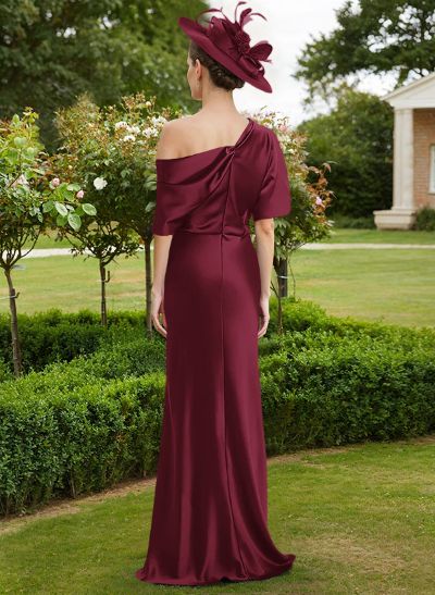 Sheath/Column Asymmetrical Neck Short Sleeves Mother Of The Bride Dresses