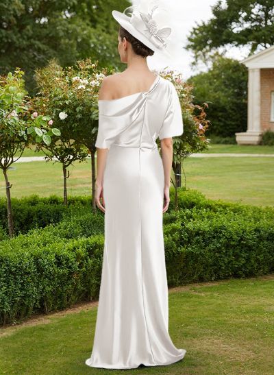 Sheath/Column Asymmetrical Neck Short Sleeves Mother Of The Bride Dresses