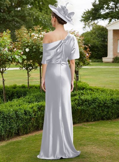 Sheath/Column Asymmetrical Neck Short Sleeves Mother Of The Bride Dresses